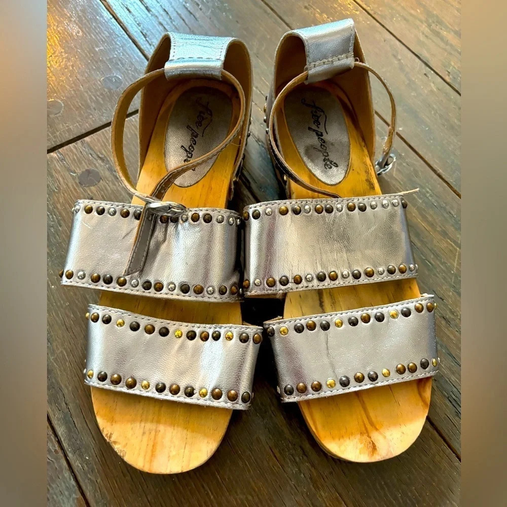 Free people sandals silver boho Bohemian festival vibey